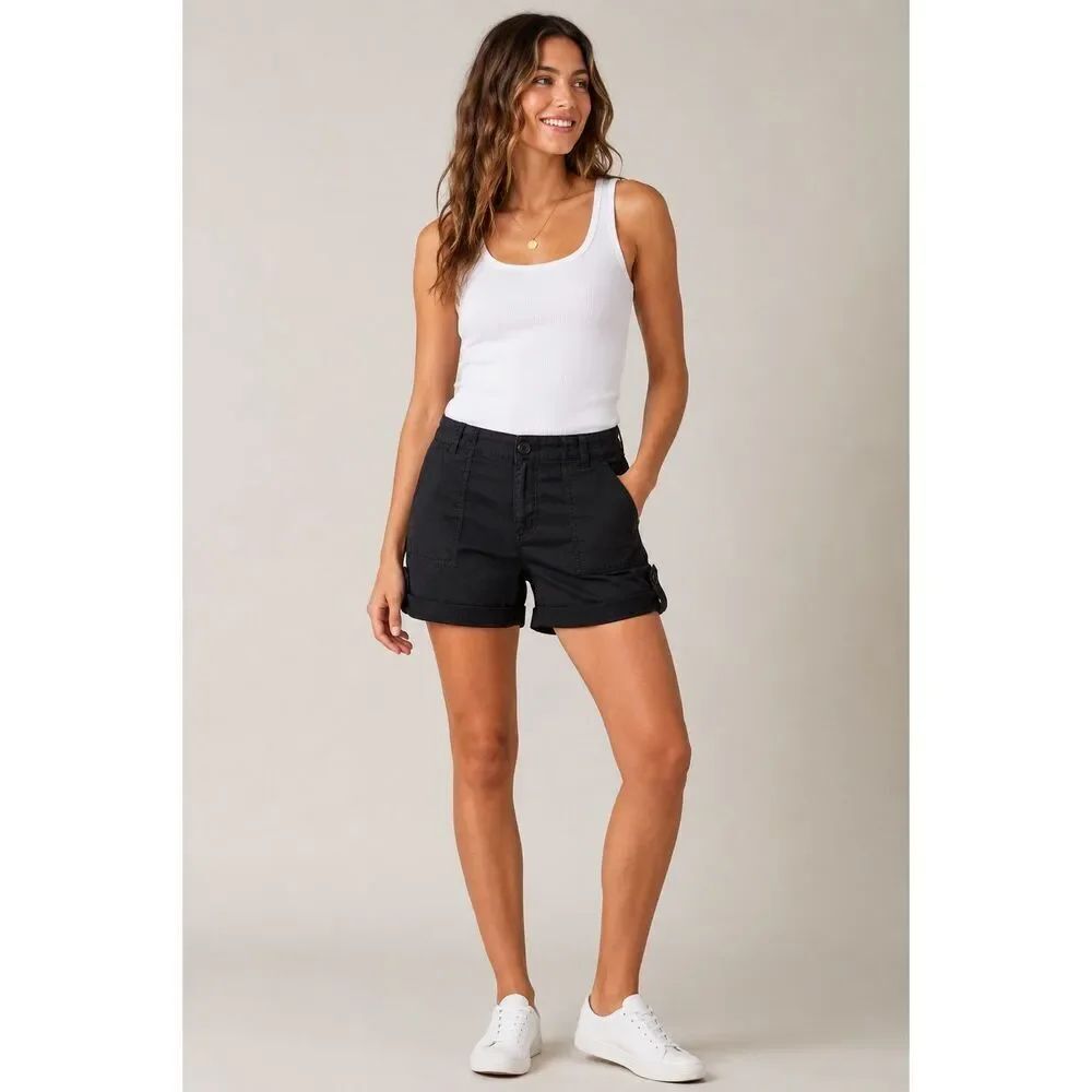 Sanctuary Standard Surplus Black Roll Tab Utility Shorts Women’s 24